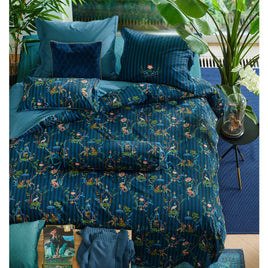 PIP Studio Singerie Dark Blue Cotton Quilt Cover Set Queen Home & Garden Kings Warehouse 