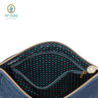 PIP Studio Velvet Quilted Dark Blue Large Cosmetic Flat Pouch Health & Beauty Kings Warehouse 
