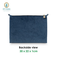 PIP Studio Velvet Quilted Dark Blue Large Cosmetic Flat Pouch Health & Beauty Kings Warehouse 
