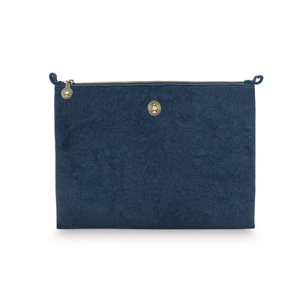 PIP Studio Velvet Quilted Dark Blue Large Cosmetic Flat Pouch Health & Beauty Kings Warehouse 