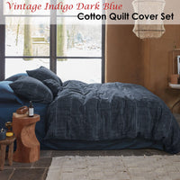 PIP Studio Vintage Indigo Dark Blue Cotton Quilt Cover Set Queen Home & Garden Kings Warehouse 