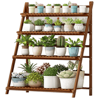 Plant Stand Outdoor Indoor Garden Wood Bamboo Shelf Folding 100CM Length