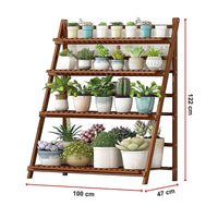 Plant Stand Outdoor Indoor Garden Wood Bamboo Shelf Folding 100CM Length Furniture Kings Warehouse 