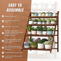 Plant Stand Outdoor Indoor Garden Wood Bamboo Shelf Folding 100CM Length Furniture Kings Warehouse 