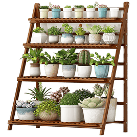 Plant Stand Outdoor Indoor Garden Wood Bamboo Shelf Folding 100CM Length Home & Garden Kings Warehouse 