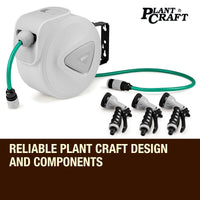 PLANTCRAFT 10M Retractable Garden Water Hose Reel Storage Spray Gun Rewind Kings Warehouse 