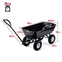 PLANTCRAFT 250kg Poly Pull Dump Cart Garden Hand Trailer Wagon Lawn Wheelbarrow Home & Garden Kings Warehouse 