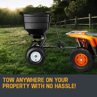 PLANTCRAFT Tow Behind Broadcast Spreader 90kg 105L Seed Fertiliser Tow Rotary Kings Warehouse 