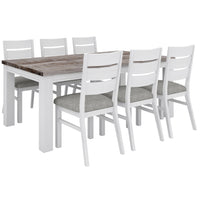 Plumeria Dining Table 190cm Solid Acacia Wood Home Dinner Furniture -White Brush dining Kings Warehouse 