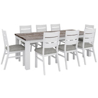 Plumeria Dining Table 225cm Solid Acacia Wood Home Dinner Furniture -White Brush dining Kings Warehouse 