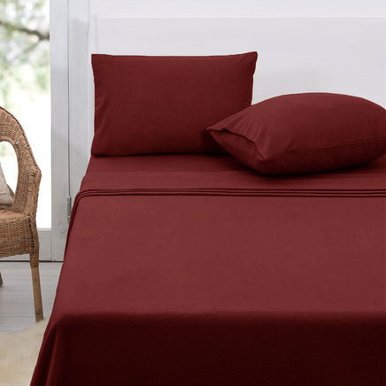 Polar Fleece Sheet Set Double 30cm Wall Burgundy Home & Garden Kings Warehouse 