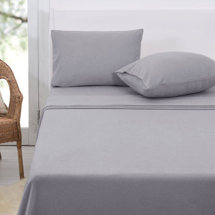 Polar Fleece Sheet Set Double 30cm Wall Grey Home & Garden Kings Warehouse 