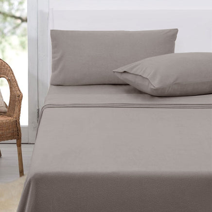 Polar Fleece Sheet Set King 36cm Wall with King Pillowcases Taupe Home & Garden Kings Warehouse 