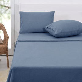 Polar Fleece Sheet Set Queen 36cm Wall Airforce Blue Home & Garden Kings Warehouse 