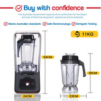 POLYCOOL Commercial Blender Quiet Enclosed Processor Smoothie Mixer Fruit, Black Kings Warehouse 