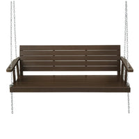 Porch Swing Chair with Chain Outdoor Furniture 3 Seater Bench Wooden Brown garden supplies Kings Warehouse 
