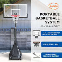 Portable Basketball Hoop System 2.3 to 3.05m for Kids & Adults Kings Warehouse 