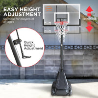 Portable Basketball Hoop System 2.3 to 3.05m for Kids & Adults Kings Warehouse 