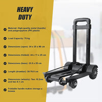 Portable Cart Folding Dolly Push Truck Hand Collapsible Trolley Luggage 70Kg Tools Kings Warehouse 