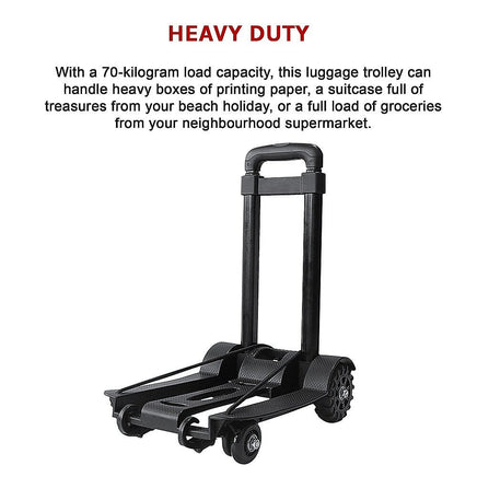 Portable Cart Folding Dolly Push Truck Hand Collapsible Trolley Luggage 70Kg Tools Kings Warehouse 