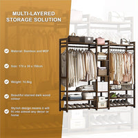 Portable Clothes Rack Coat Garment Stand Bamboo Rail Hanger Airer Closet Furniture Kings Warehouse 