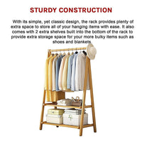 Portable Clothes Rack Coat Garment Stand Bamboo Rail Hanger Airer Closet Furniture Kings Warehouse 