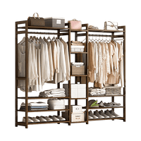 Portable Clothes Rack Coat Garment Stand Bamboo Rail Hanger Airer Closet Furniture Kings Warehouse 