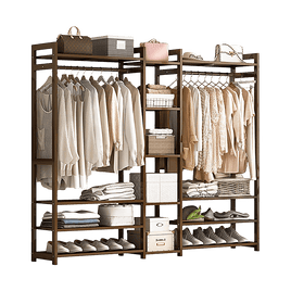 Portable Clothes Rack Coat Garment Stand Bamboo Rail Hanger Airer Closet Furniture Kings Warehouse