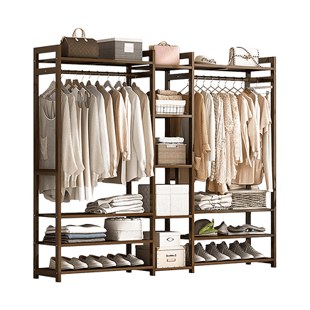 Portable Clothes Rack Coat Garment Stand Bamboo Rail Hanger Airer Closet Furniture Kings Warehouse 