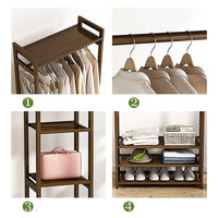 Portable Clothes Rack Coat Garment Stand Bamboo Rail Hanger Airer Closet Furniture Kings Warehouse 