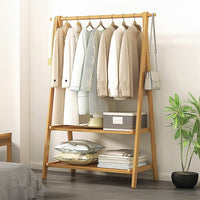 Portable Clothes Rack Coat Garment Stand Bamboo Rail Hanger Airer Closet Furniture Kings Warehouse 