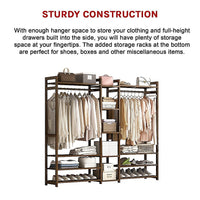 Portable Clothes Rack Coat Garment Stand Bamboo Rail Hanger Airer Closet Furniture Kings Warehouse 