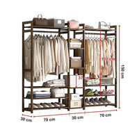 Portable Clothes Rack Coat Garment Stand Bamboo Rail Hanger Airer Closet Furniture Kings Warehouse 