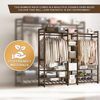 Portable Clothes Rack Coat Garment Stand Bamboo Rail Hanger Airer Closet Furniture Kings Warehouse 