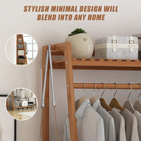Portable Clothes Rack Coat Garment Stand Bamboo Rail Hanger Airer Closet Home & Garden Kings Warehouse 