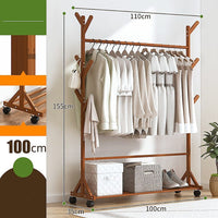 Portable Clothes Rack Coat Garment Stand Bamboo Rail Hanger Airer Closet Home & Garden Kings Warehouse 