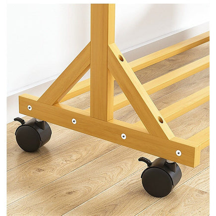 Portable Clothes Rack Coat Garment Stand Bamboo Rail Hanger Airer Closet Home & Garden Kings Warehouse 