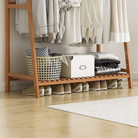 Portable Clothes Rack Coat Garment Stand Bamboo Rail Hanger Airer Closet Home & Garden Kings Warehouse 