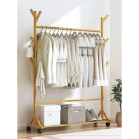 Portable Clothes Rack Coat Garment Stand Bamboo Rail Hanger Airer Closet Home & Garden Kings Warehouse 