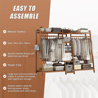 Portable Clothes Rack Coat Garment Stand Bamboo Rail Hanger Airer Closet Home & Garden Kings Warehouse 