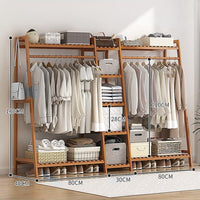 Portable Clothes Rack Coat Garment Stand Bamboo Rail Hanger Airer Closet Home & Garden Kings Warehouse 