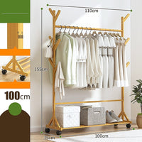 Portable Clothes Rack Coat Garment Stand Bamboo Rail Hanger Airer Closet Home & Garden Kings Warehouse 
