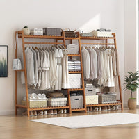 Portable Clothes Rack Coat Garment Stand Bamboo Rail Hanger Airer Closet Home & Garden Kings Warehouse 