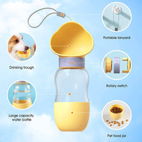 Portable Dog Water Bottle with Food Container Leak Proof Dog Water Dispenser(Yellow) dog supplies Kings Warehouse 