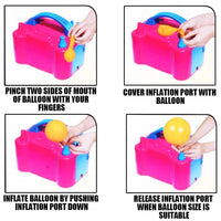 Portable Electric Balloon Air Pump+ 80PCS Ballons Inflator 600W Power 2 Nozzles Kings Warehouse 