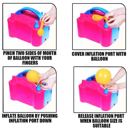 Portable Electric Balloon Air Pump+ 80PCS Ballons Inflator 600W Power 2 Nozzles Kings Warehouse 