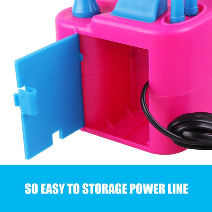 Portable Electric Balloon Air Pump+ 80PCS Ballons Inflator 600W Power 2 Nozzles Kings Warehouse 