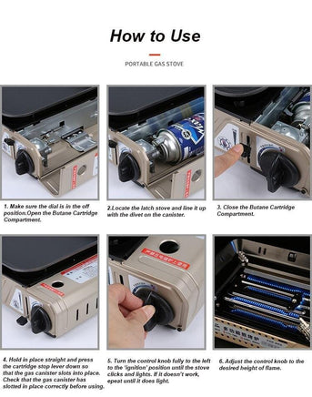 Portable Gas Burner Stove with Inset Non Stick Cooking Pan Cooker Butane Camping 60mm Deep Pan Outdoor Kings Warehouse 