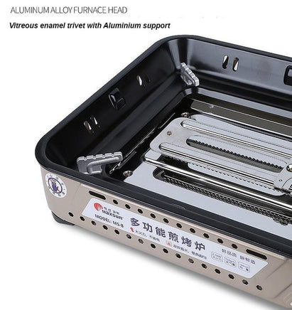 Portable Gas Burner Stove with Inset Non Stick Cooking Pan Cooker Butane Camping 60mm Deep Pan Outdoor Kings Warehouse 