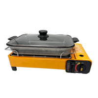 Portable Gas Stove Burner Butane BBQ Camping Gas Cooker With Non Stick Plate Black with Fish Pan and Lid Home & Garden Kings Warehouse 